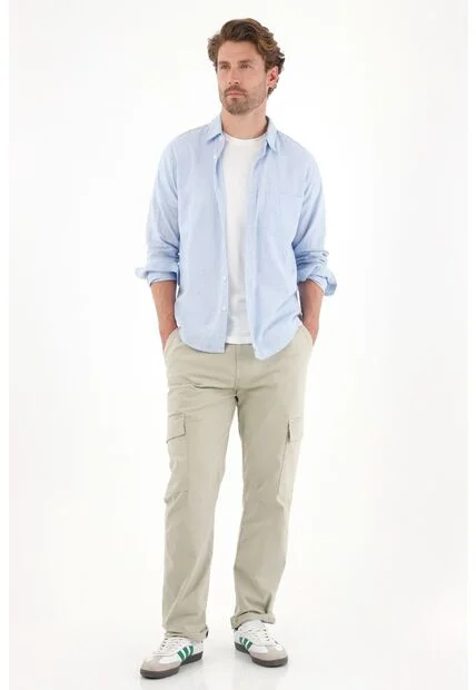 Tennis Pantalón En Dril Con Bolsillos Tipo Cargo Verde Para Hombre