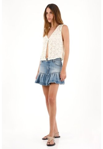 Tennis Falda En Denim Con Bolero Azul Para Mujer Tennis