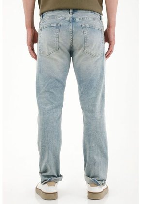 Tennis Jean Recto Con Arrugas 3D Azul Claro Para Hombre