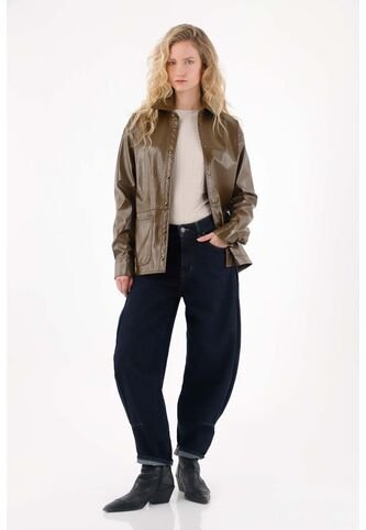 Tennis Jean Slouchy Con Prense Decorativo Azul Para Mujer Tennis