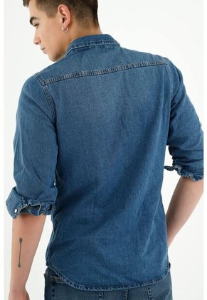 Camisa De Jean Manga Larga Para Hombre