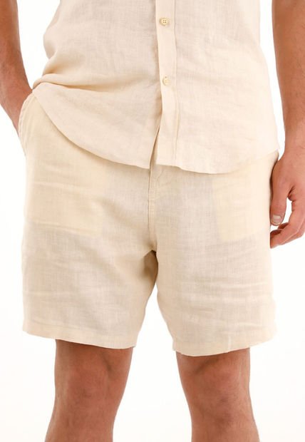 Bermuda Chino En 100% Lino Crudo Para Hombre