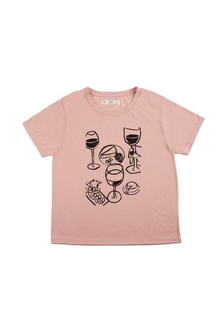Camiseta Rosada De Manga Corta Para Mujer