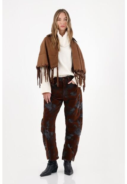 Tennis Capa En Suede Con Flecos Café Para Mujer