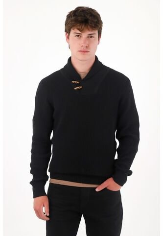 Tennis Buzo Tejido Cuello Alto Negro Para Hombre Tennis