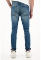 Tennis Jean Super Skinny Azul tiro Medio Con Bigotes 3D Para Hombre de Tennis