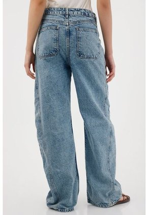 Tennis Jean Wide Leg De Tiro Bajo Azul Para Mujer