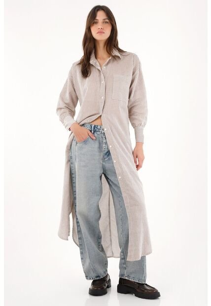 Tennis Camisa Larga Con Estampado De Rayas Para Mujer