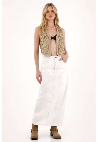 Tennis Falda Larga En Bull Denim Crudo Para Mujer Tennis