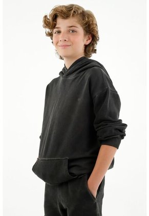 Buzo Tipo Hoodie Negro Para Niño