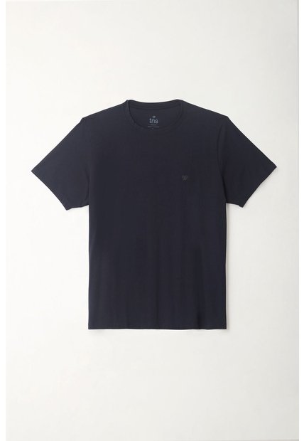 Camiseta Cuello Redondo Azul Para Hombre