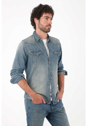 Tennis Camisa Para Hombre De Algodón índigo Fit Relajado Lavado Vintage