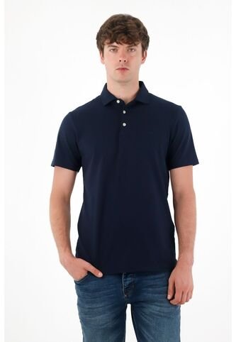 Polo Con Raqueta Bordada Azul Para Hombre Tennis