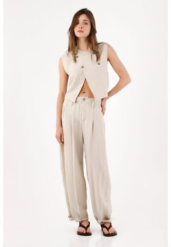 Tennis Chaleco Corto Recto Con Cruce Asimétrico En Beige Para Mujer Tennis