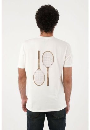 Tennis Camiseta Para Hombre Algodón Blanco Regular Con Gráfico
