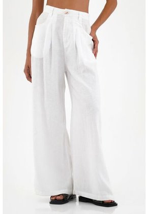 Pantalón En Lino Blanco Para Mujer