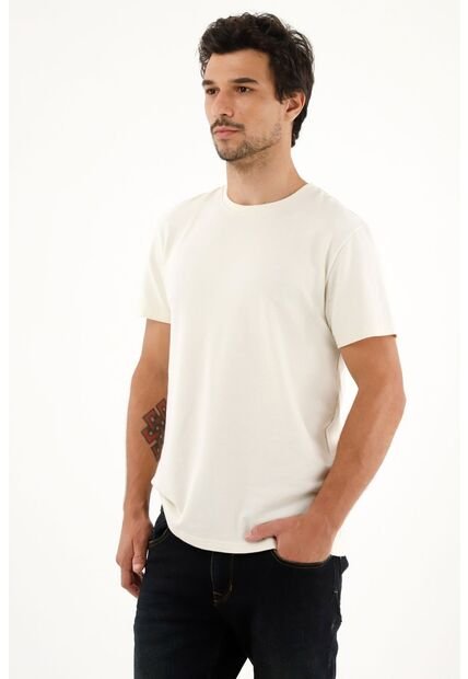 Camiseta Básica Manga Corta Crudo Para Hombre
