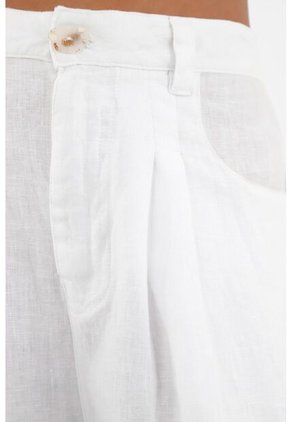 Pantalón En Lino Blanco Para Mujer