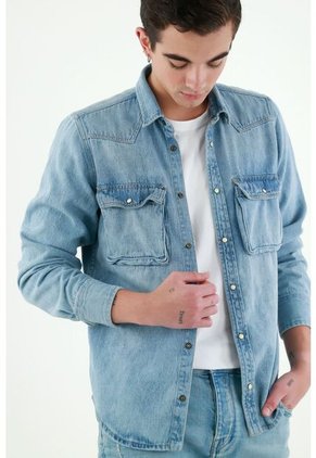 Camisa Azul índigo Para Hombre