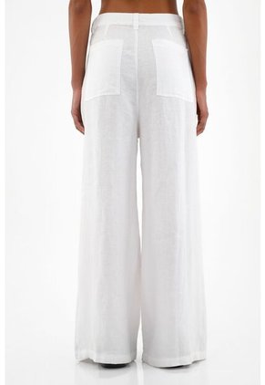 Pantalón En Lino Blanco Para Mujer