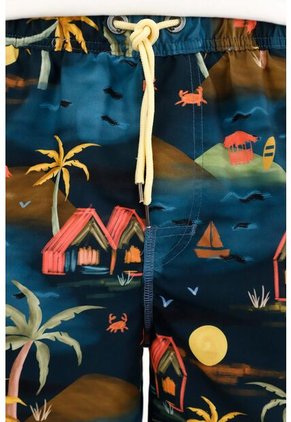 Tennis Pantaloneta De Baño Azul Estampada Para Hombre