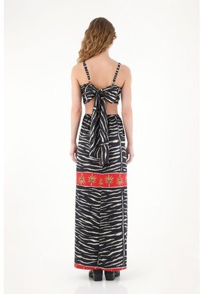 Tennis Vestido Largo Estampado Cut Out Para Mujer