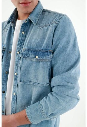 Camisa Azul índigo Para Hombre