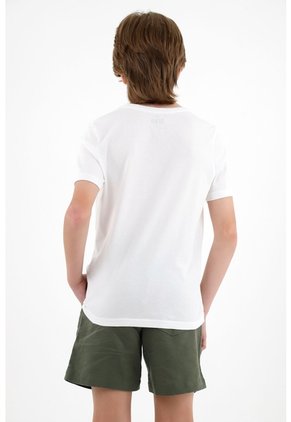Camiseta Manga Corta Blanca Para Niño