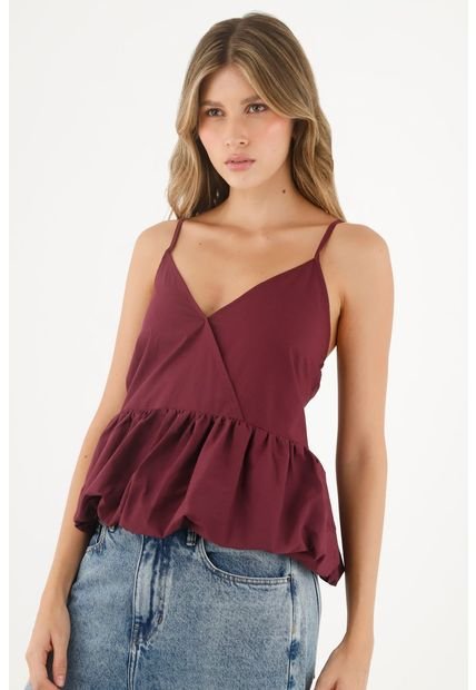 Camisa Morada Con Escote En V Para Mujer