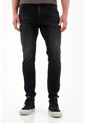 Tennis Jean Skinny De Tiro Medio Negro Para Hombre