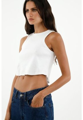 Camiseta Cropped Blanca Para Mujer