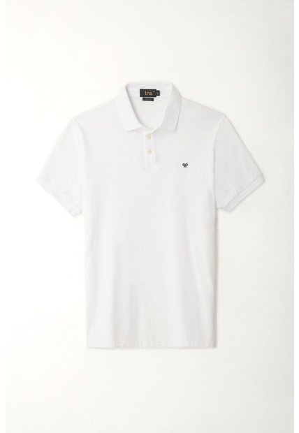 Tennis Polo Slim Fit Blanca Licra Para Hombre