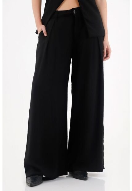 Tennis Pantalón Bota Recta Amplia Negro Para Mujer