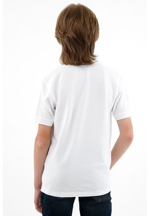 Polo Cuello Tejido Blanca Para Niño