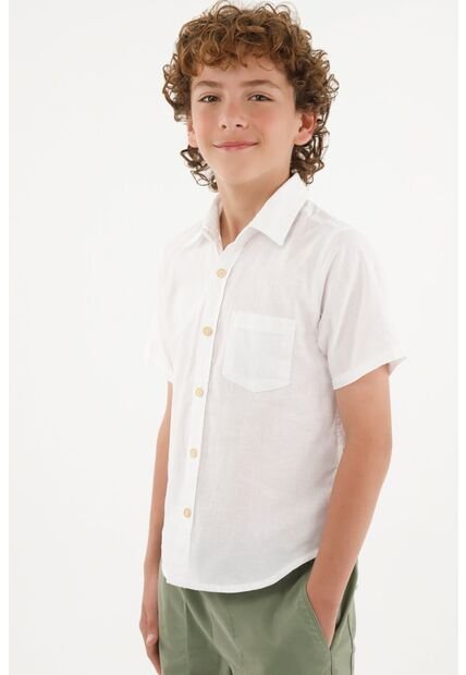 Camisa Blanca De Botones Para Niño