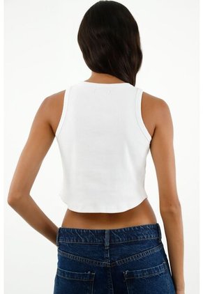 Camiseta Cropped Blanca Para Mujer