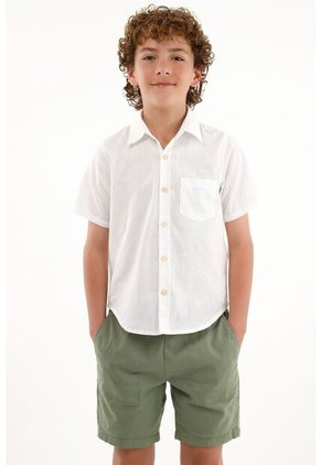 Camisa Blanca De Botones Para Niño