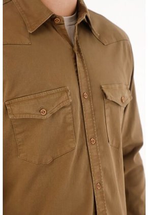 Tennis Camisa En Dril Con Bolsillos Verde Para Hombre