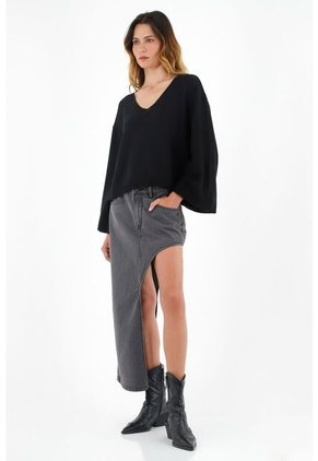 Tennis Buzo Con Cuello En V Negro Para Mujer