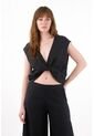 Tennis Camisa Amplia En Lino 100% Negra Para Mujer de Tennis