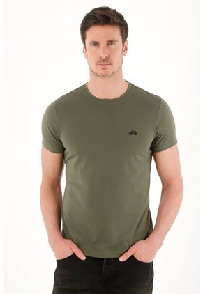 Tennis Camiseta Básica Con Bordado Localizado Verde Para Hombre