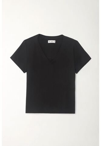 Tennis Camiseta Básica Cuello En V Negra Para Mujer Tennis