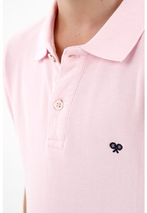 Polo Cuello Tejido Rosada Para Niño