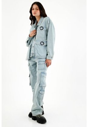 Tennis Chaqueta Con Bolsillos Cargo Azul Para Mujer