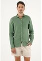 Camisa Verde En 100% Lino Para Hombre de Tennis