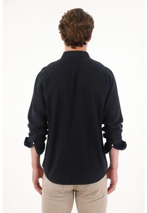 Tennis Camisa En Dril Liviano Manga Larga Negra Para Hombre