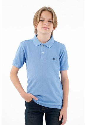 Polo Cuello Tejido Azul Para Niño