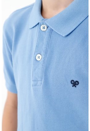 Polo Cuello Tejido Azul Para Niño