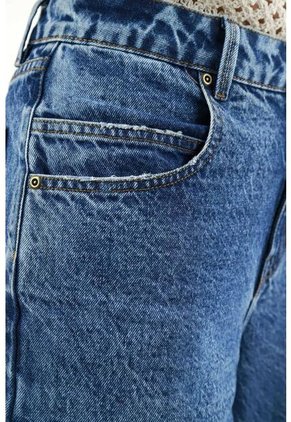Jean Azul Con Efecto Desgaste Para Mujer