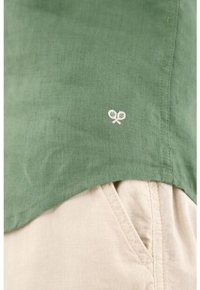 Camisa Verde En 100% Lino Para Hombre